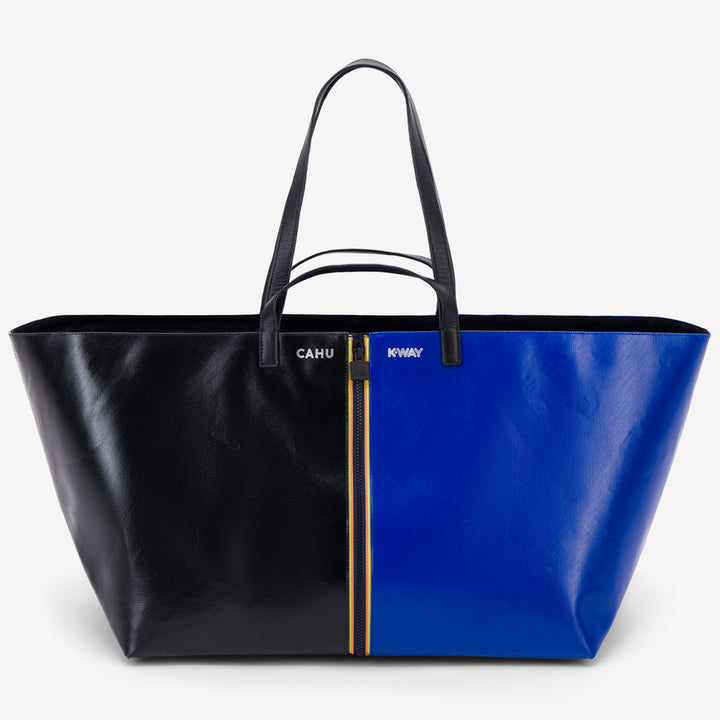 Borsa tote unisex nera con struttura in PVC e cotone 1