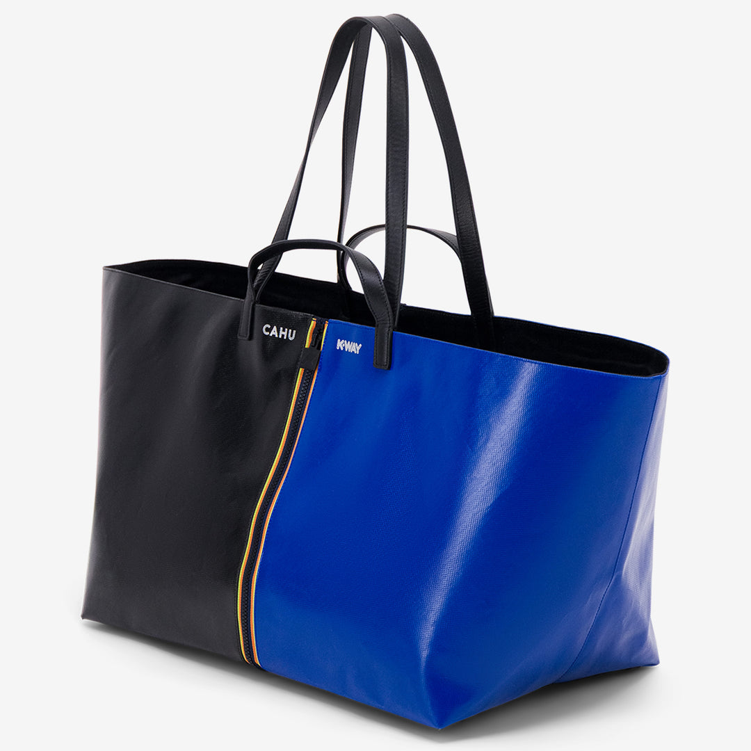 Borsa tote unisex nera con struttura in PVC e cotone main