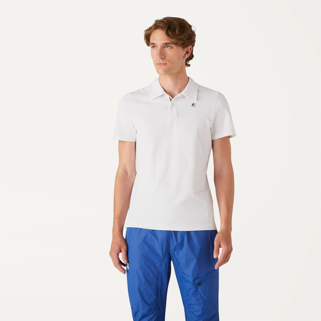 Grey White Men's Stretch Cotton Polo Shirt for City Wear main