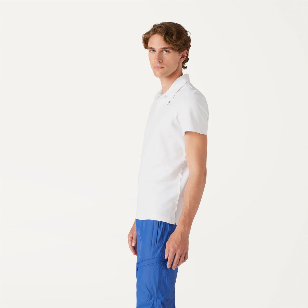 Grey White Men's Stretch Cotton Polo Shirt for City Wear main