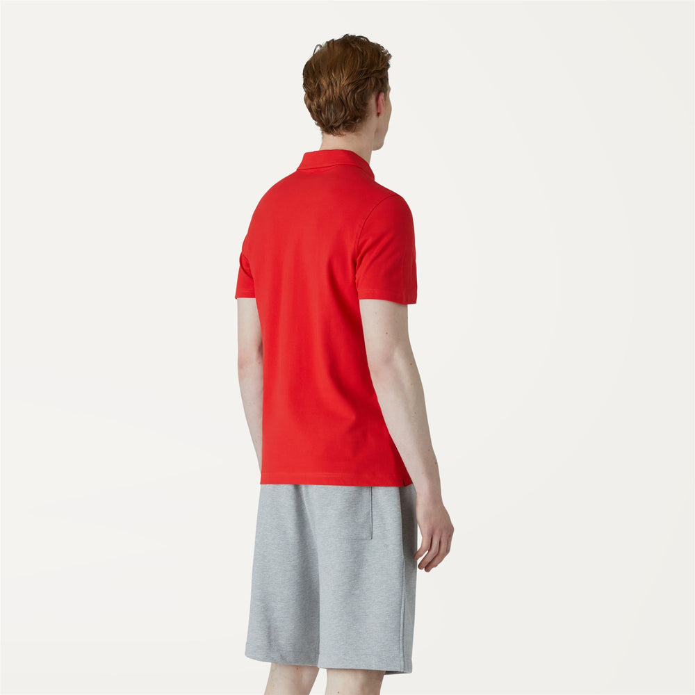 Red Men's Stretch Cotton Polo Shirt for City Wear 02