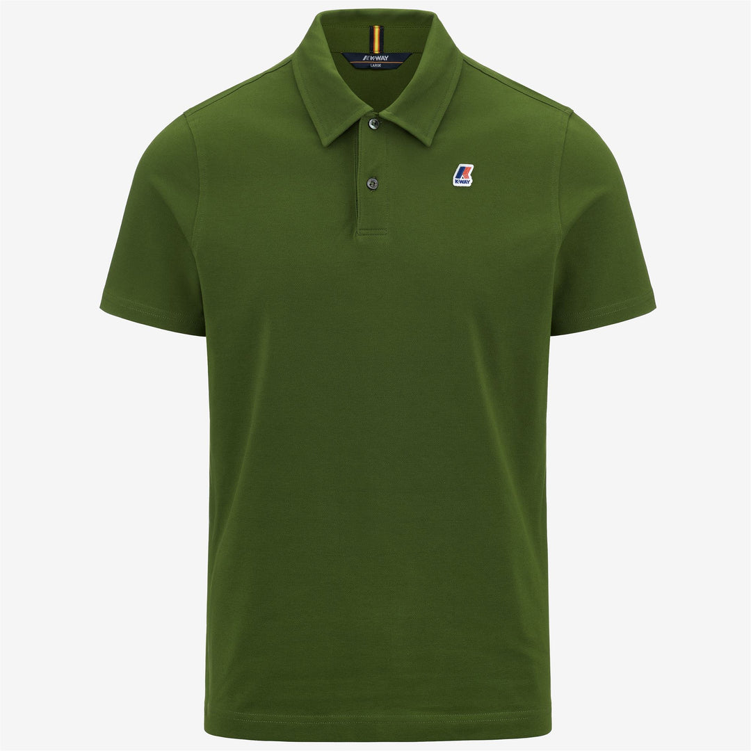 Camisa polo de algodón elástico verde cactus para hombre para ciudad 01