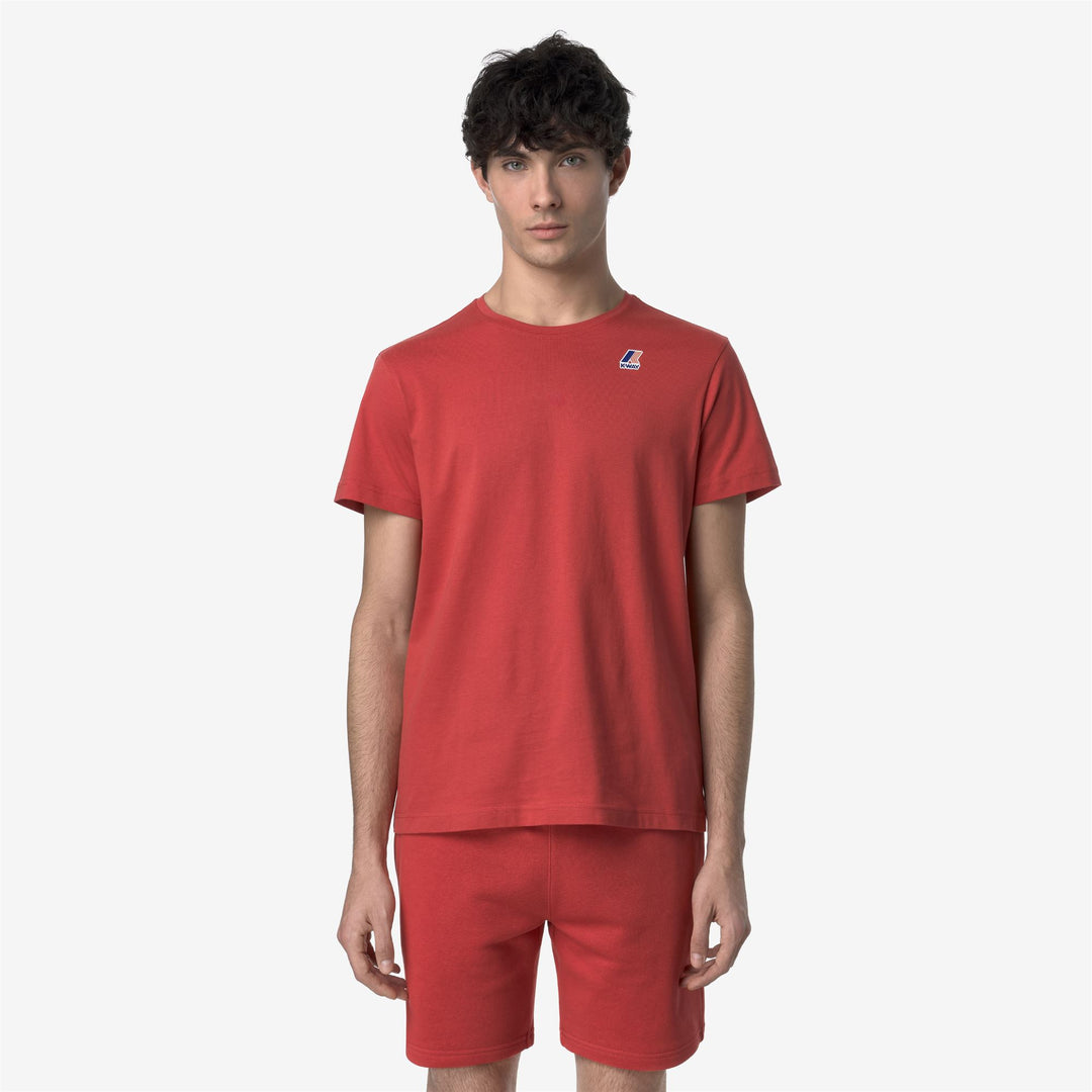 Camiseta de algodón unisex marrón rojo plegable con logo main