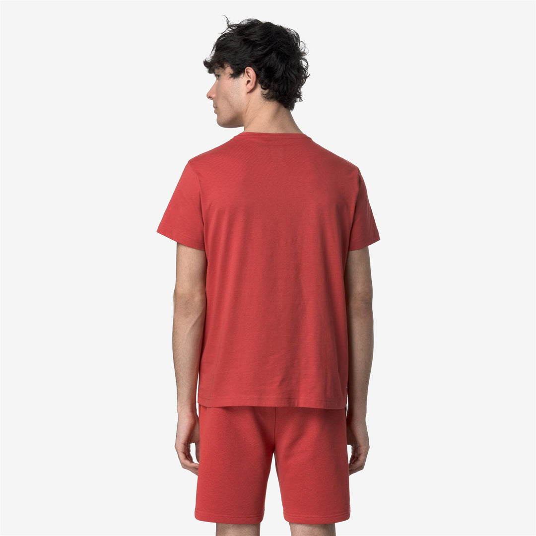 Camiseta de algodón unisex marrón rojo plegable con logo main