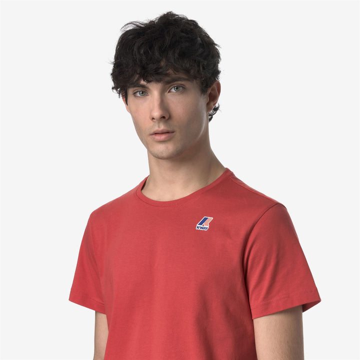 Camiseta de algodón unisex marrón rojo plegable con logo 3