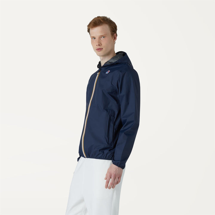 Blue Men's Stylish Short Jacket with Concealed Hood and Pockets 4
