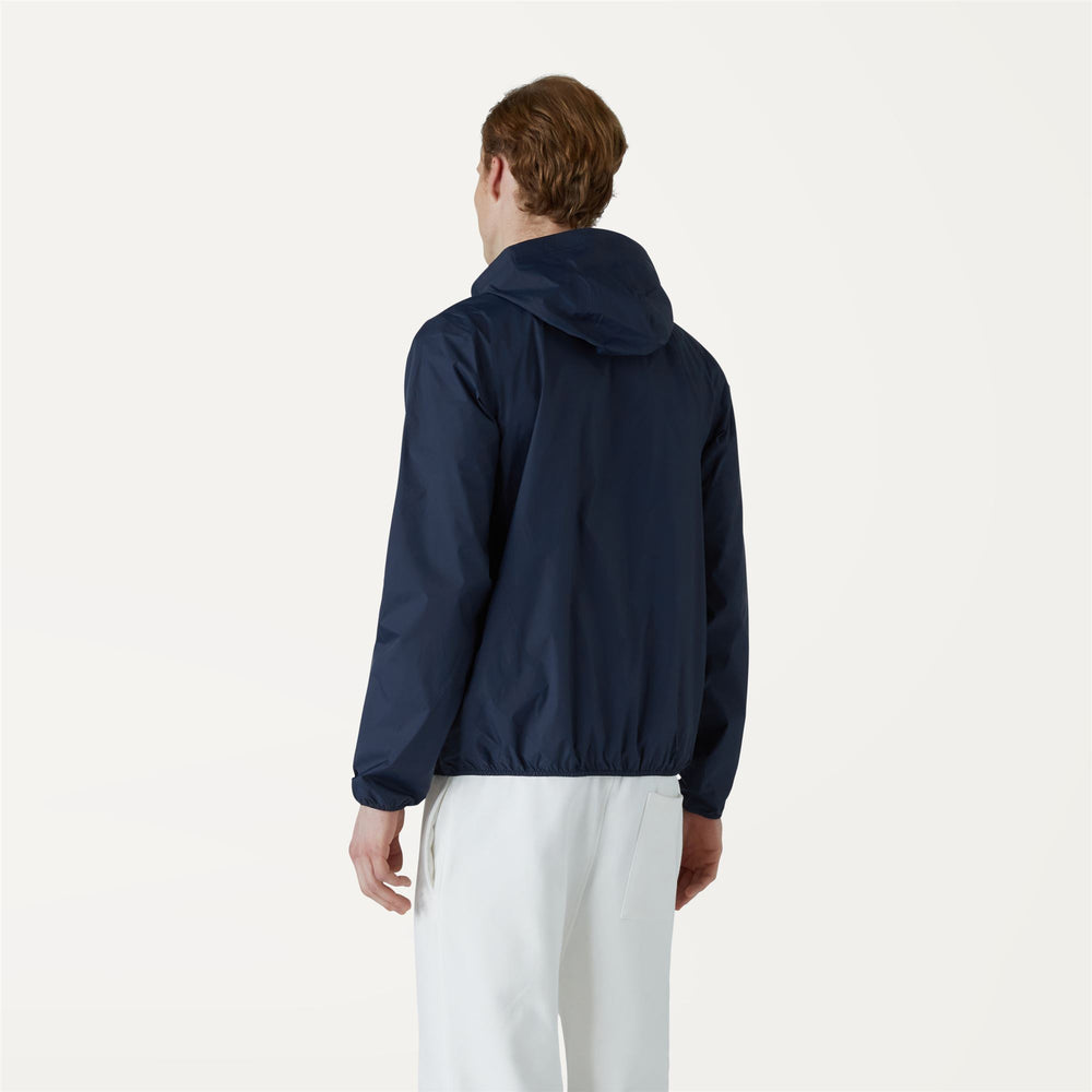 Blue Men's Stylish Short Jacket with Concealed Hood and Pockets 02