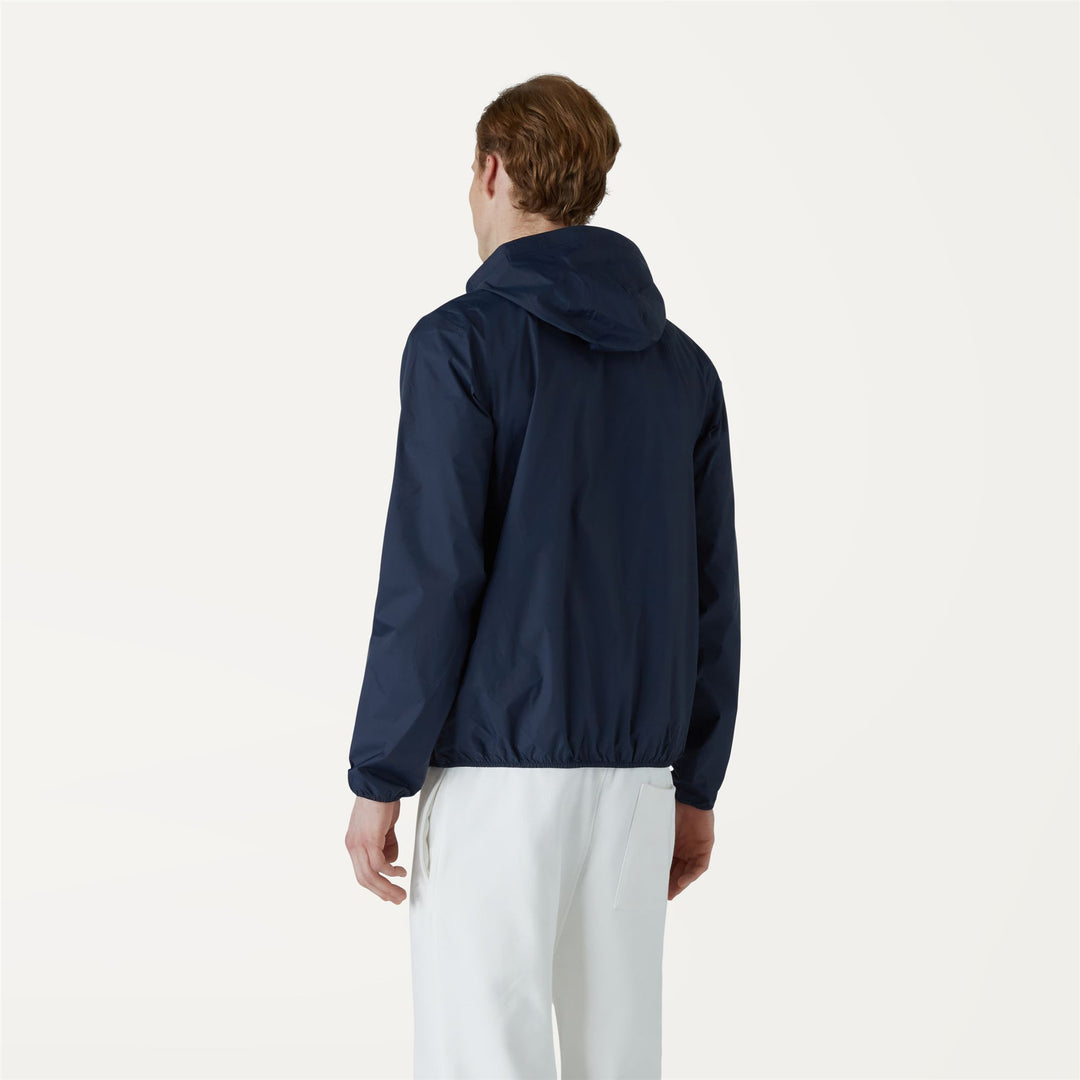 Blue Men's Stylish Short Jacket with Concealed Hood and Pockets main