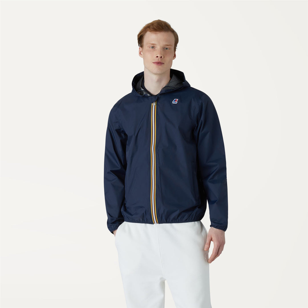 Blue Men's Stylish Short Jacket with Concealed Hood and Pockets main