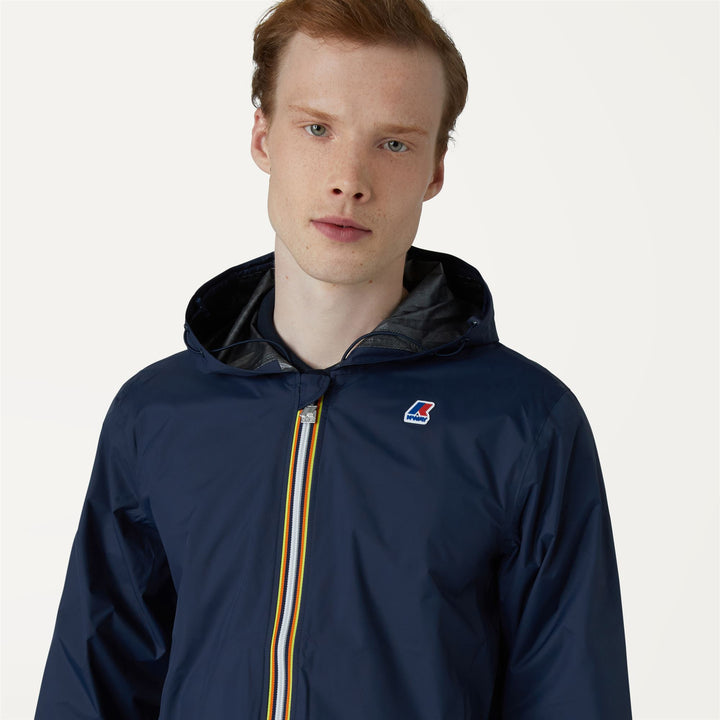 Blue Men's Stylish Short Jacket with Concealed Hood and Pockets 2