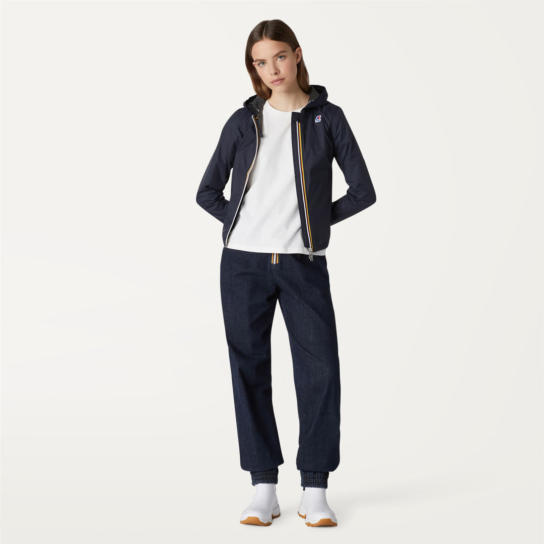 Chaqueta corta versátil azul para mujer con diseño de lunares main