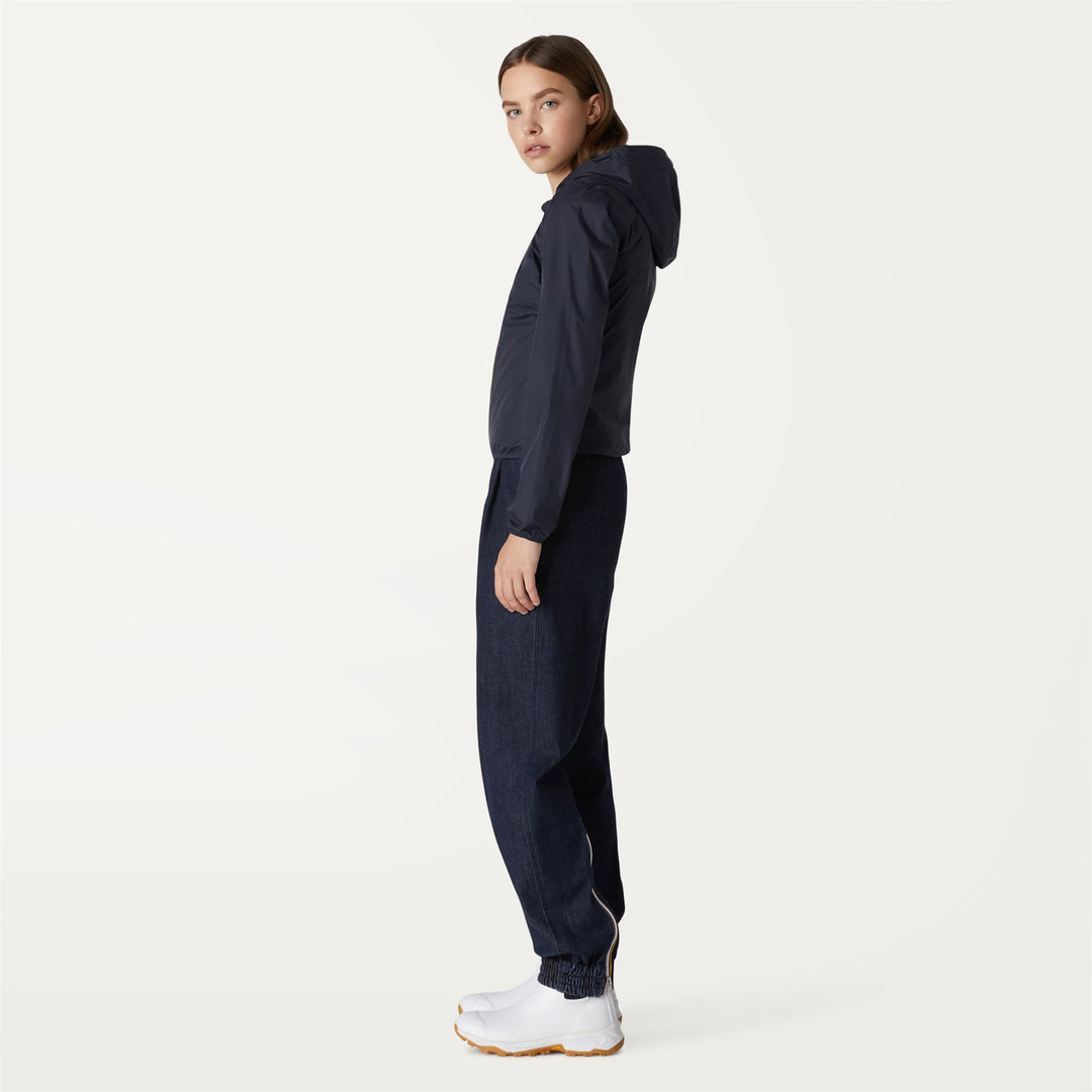 Chaqueta corta versátil azul para mujer con diseño de lunares main