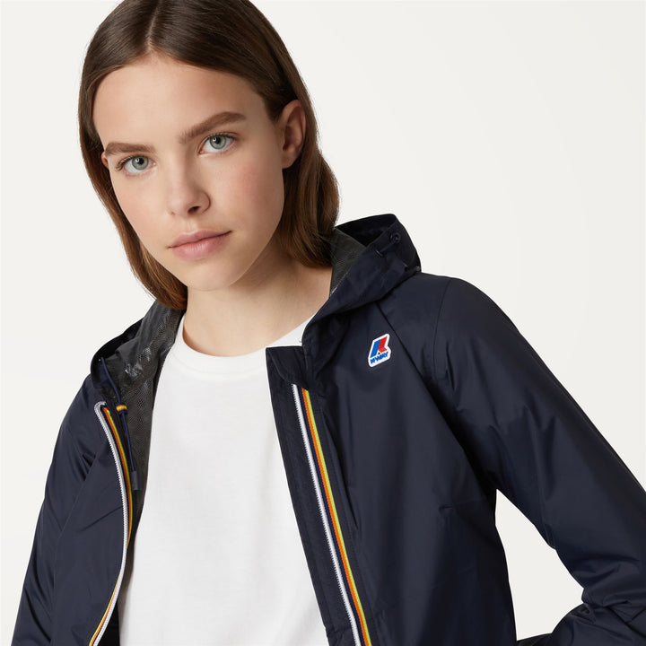 Chaqueta corta versátil azul para mujer con diseño de lunares 2