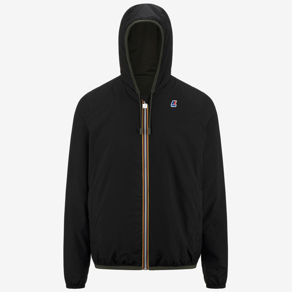 Chaqueta corta impermeable reversible negra y verde para hombre 02