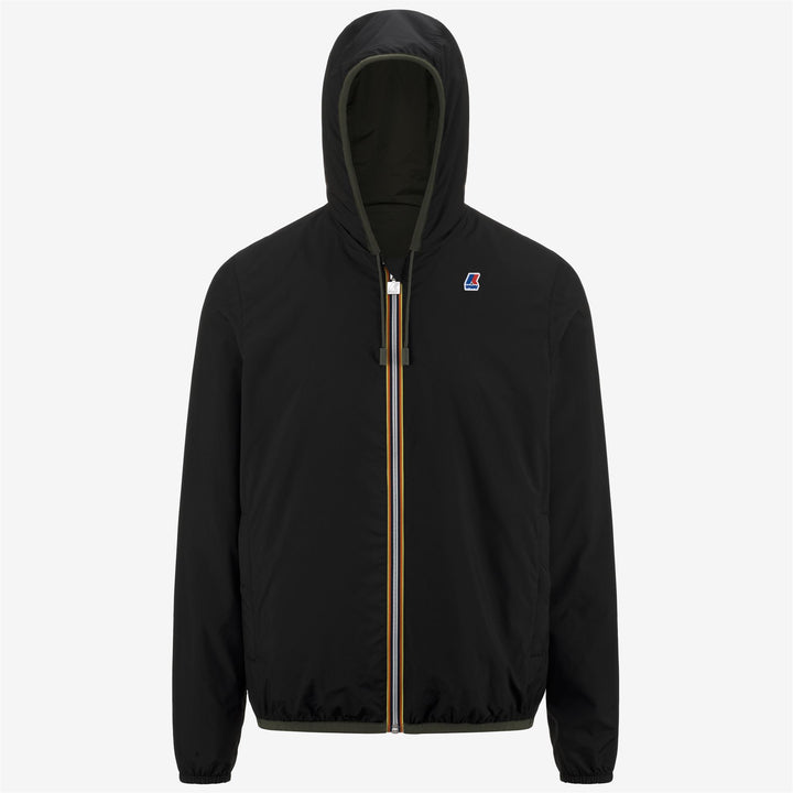 Chaqueta corta impermeable reversible negra y verde para hombre 2