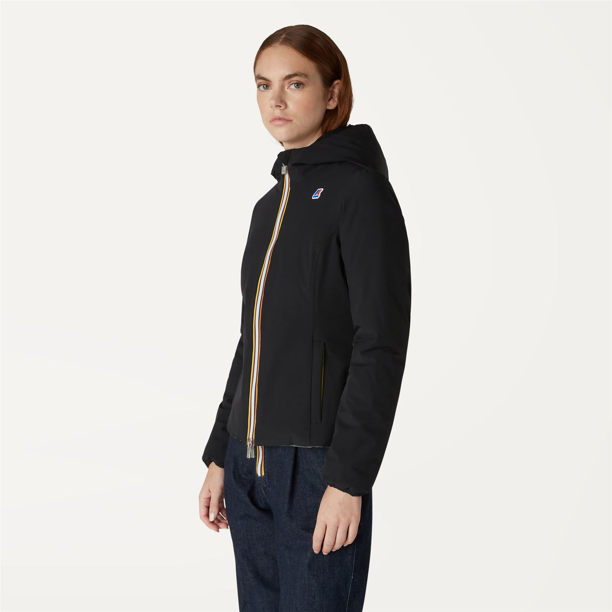 Jackets_WOMAN_LILY WARM DOUBLE_Short_Black Pure - GREEN BLACKISH - Commercial 5