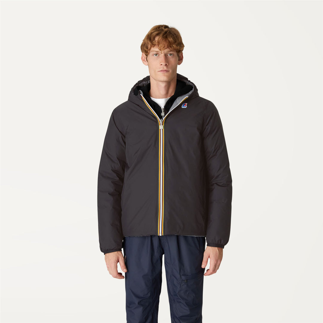 Grey Black Men's Reversible Down Jacket for Extreme Cold 01