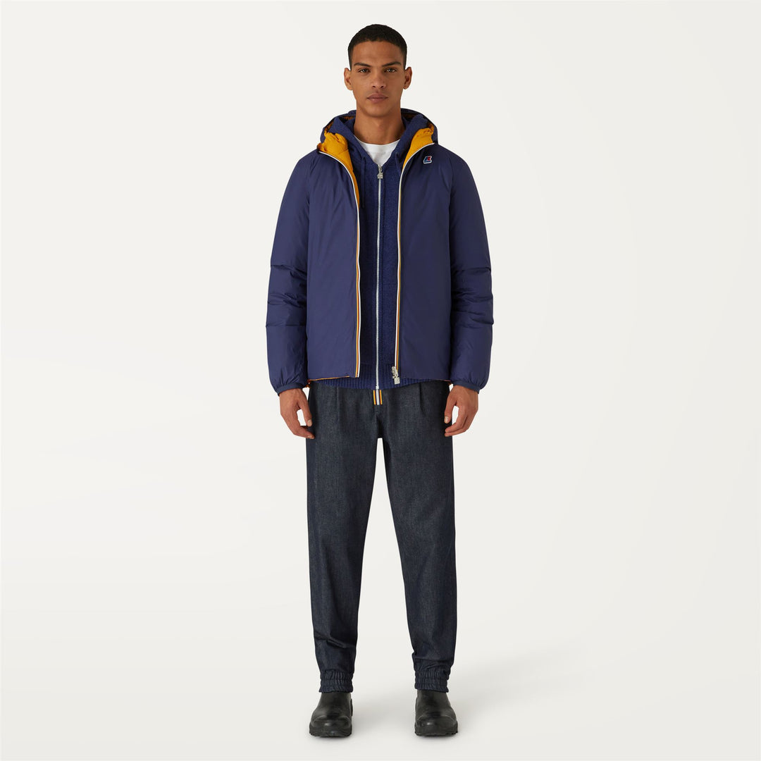 Blue Yellow Men's Reversible Down Jacket for Extreme Winter 01