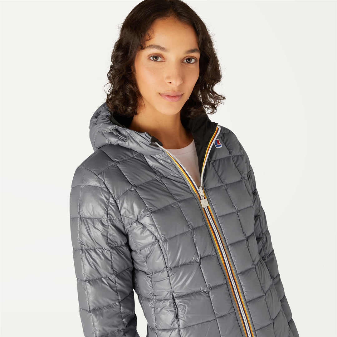 Giacca Corto Invernale Donna Reversibile Grigia Nera con Imbottitura main