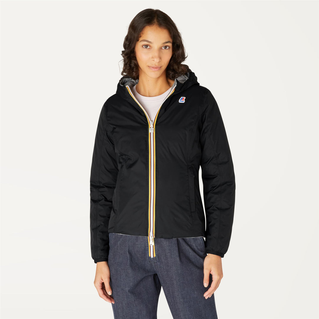 Grey Black Women's Reversible Down Insulated Short Jacket 01