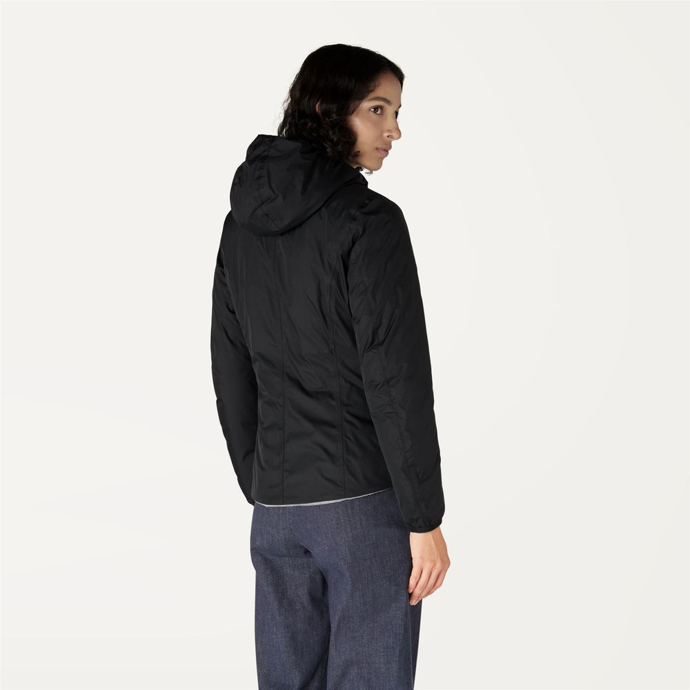 Grey Black Women's Reversible Down Insulated Short Jacket 02