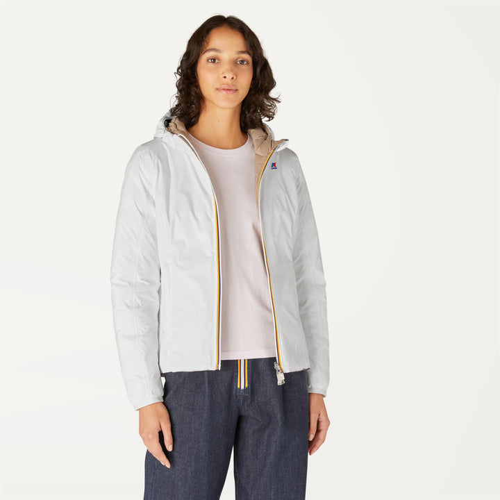 Giacca Invernale Reversibile Donna Beige Grigia con Imbottitura in Piuma 1
