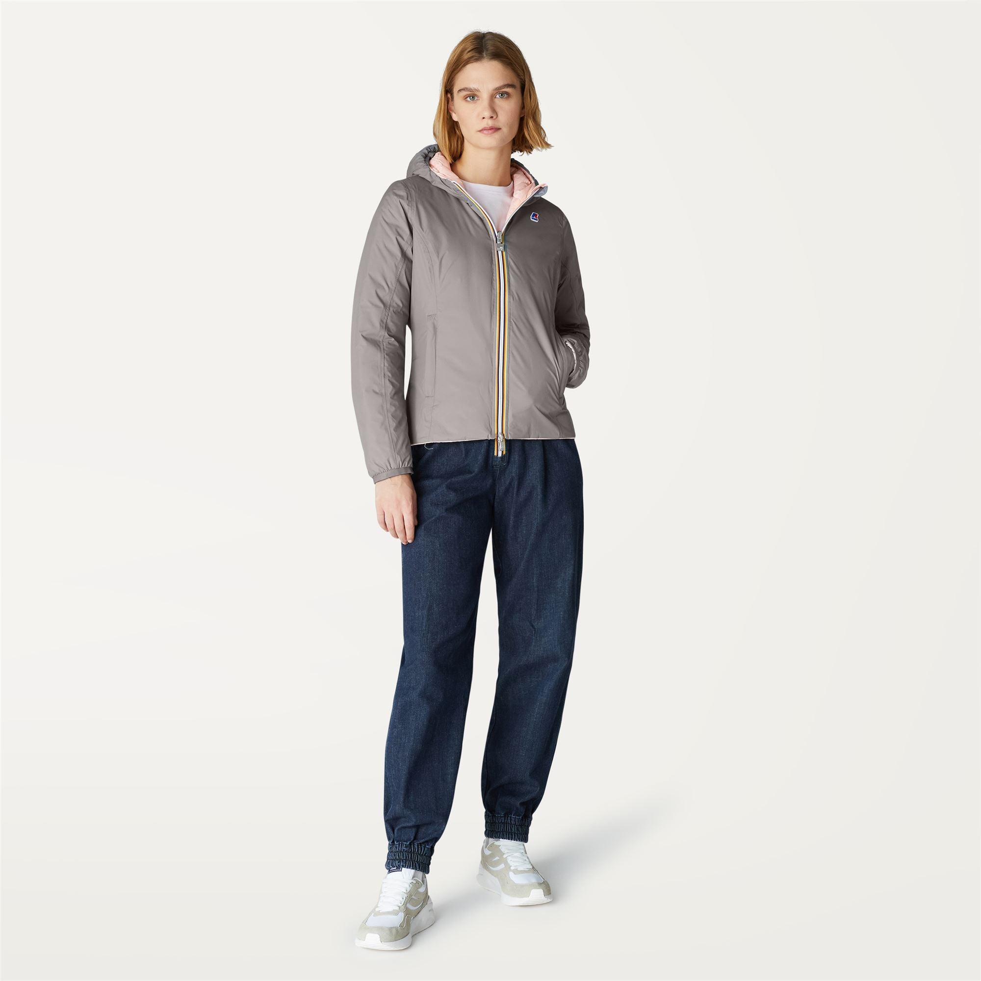 Jackets_Woman_LILY THERMO PLUS.2 DOUBLE_Short_Grey Md Steel - Pink Dafne - Commercial 4
