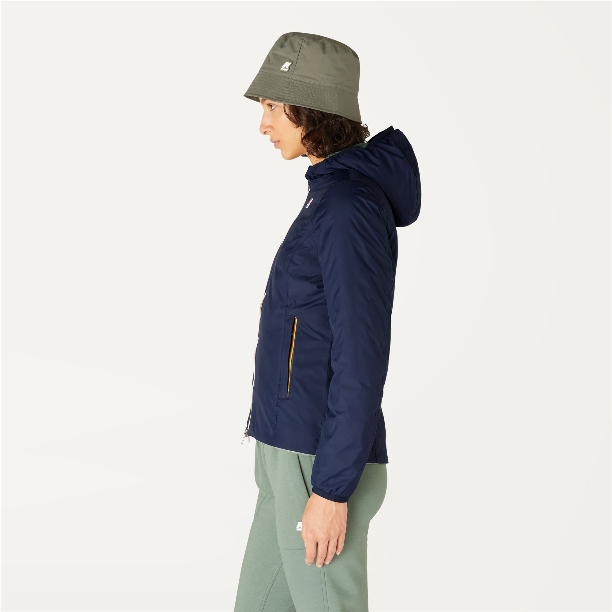 Jackets_WOMAN_LILY THERMO PLUS.2 DOUBLE_Short_Blue Depth - Green Laurel - Commercial 5