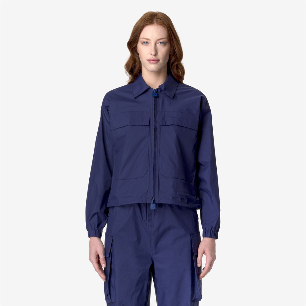 Cobalt Blue Women's Short Windproof Jacket with Utility Pockets 02