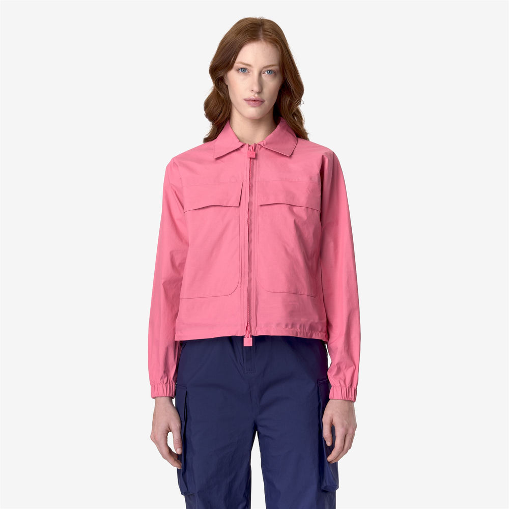 Pink Red Women's Short Waterproof Utility Jacket 02