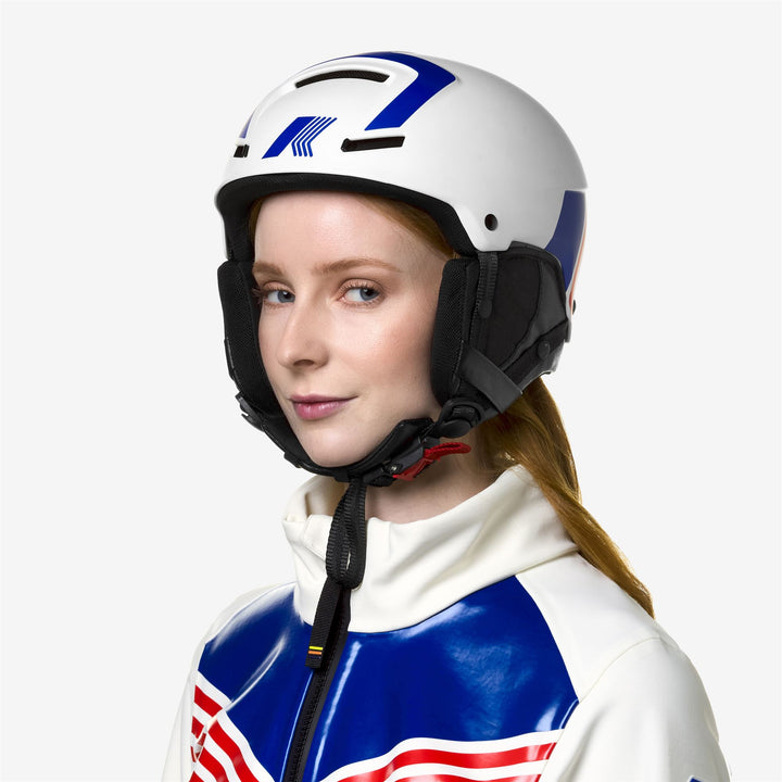 Grey Unisex Ski Helmet with Blue and Red Logos 3