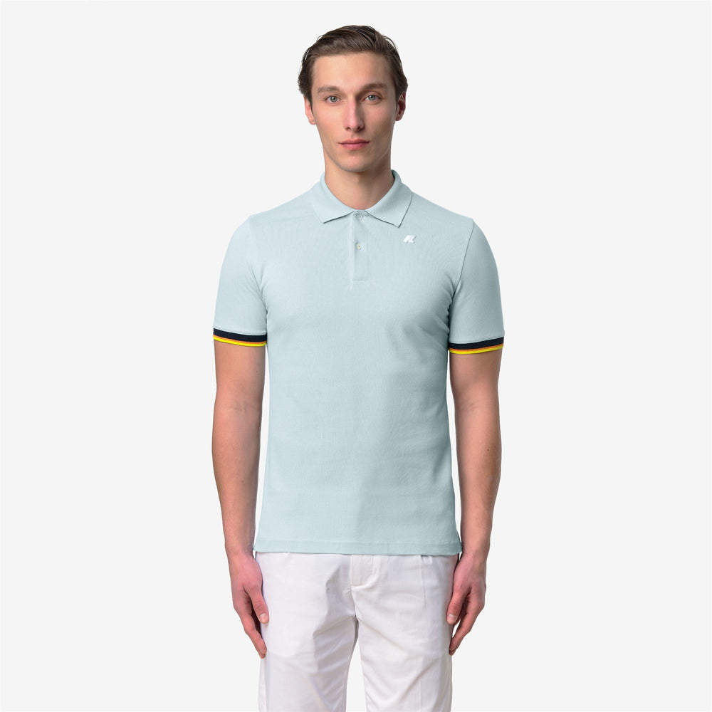 Polo Shirt Uomo in Piquet di Cotone Stretch Azzurro Baby per Città 02