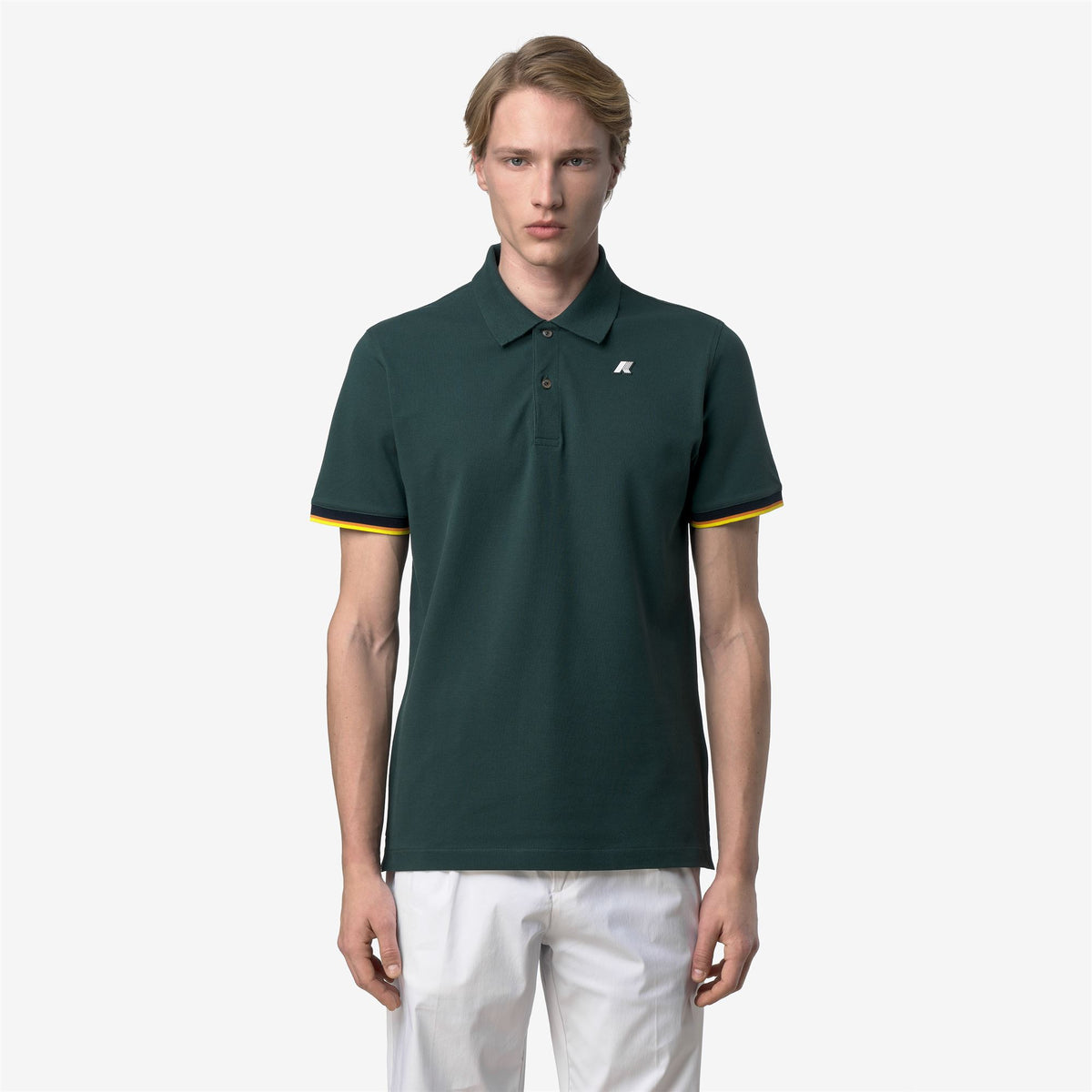 Polo Shirts_Man_VINCENT SLIM PIQUE_Polo_Green Dk Jungle - Commercial 4