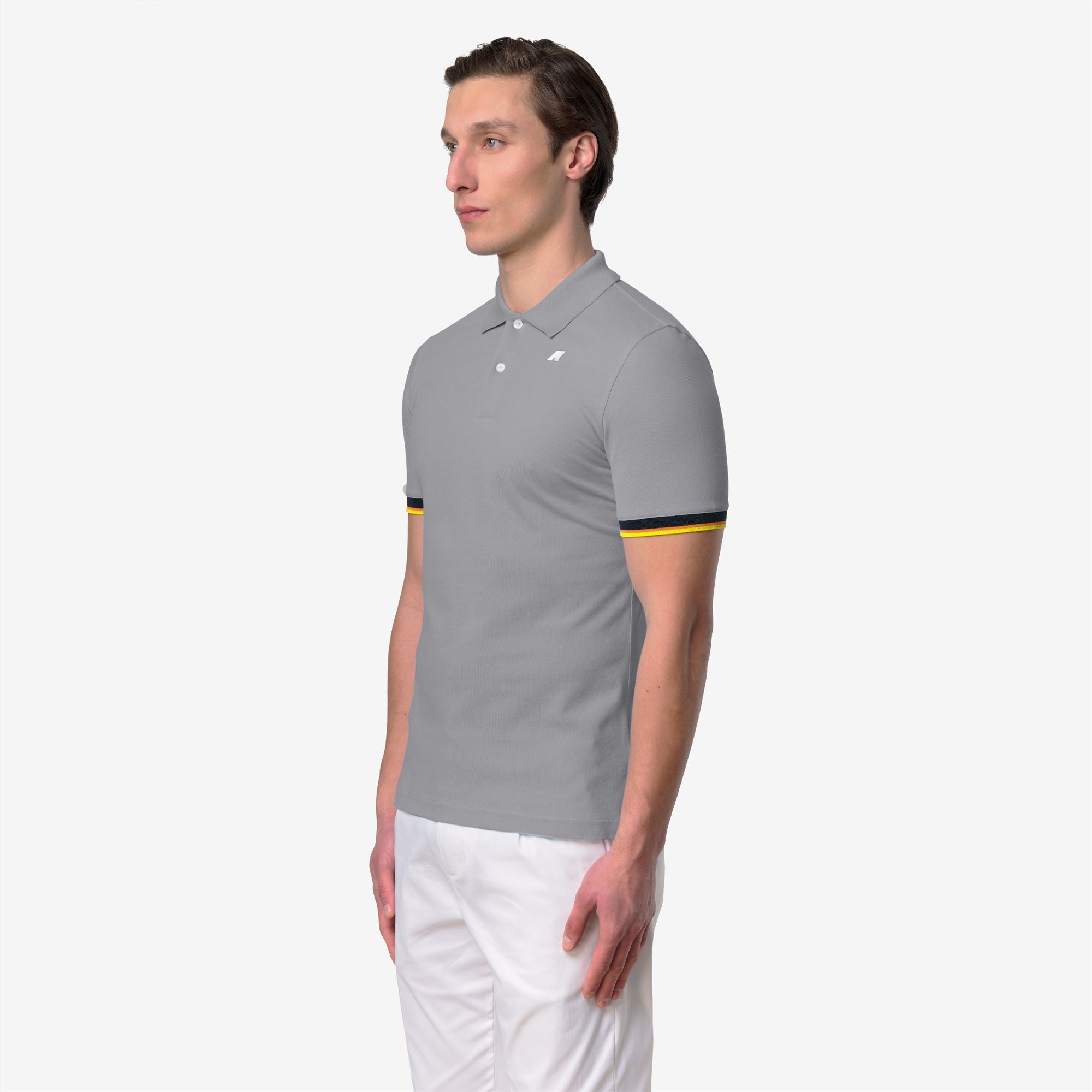 Polo Shirts_Man_VINCENT SLIM PIQUE_Polo_Grey Frost - Commercial 5