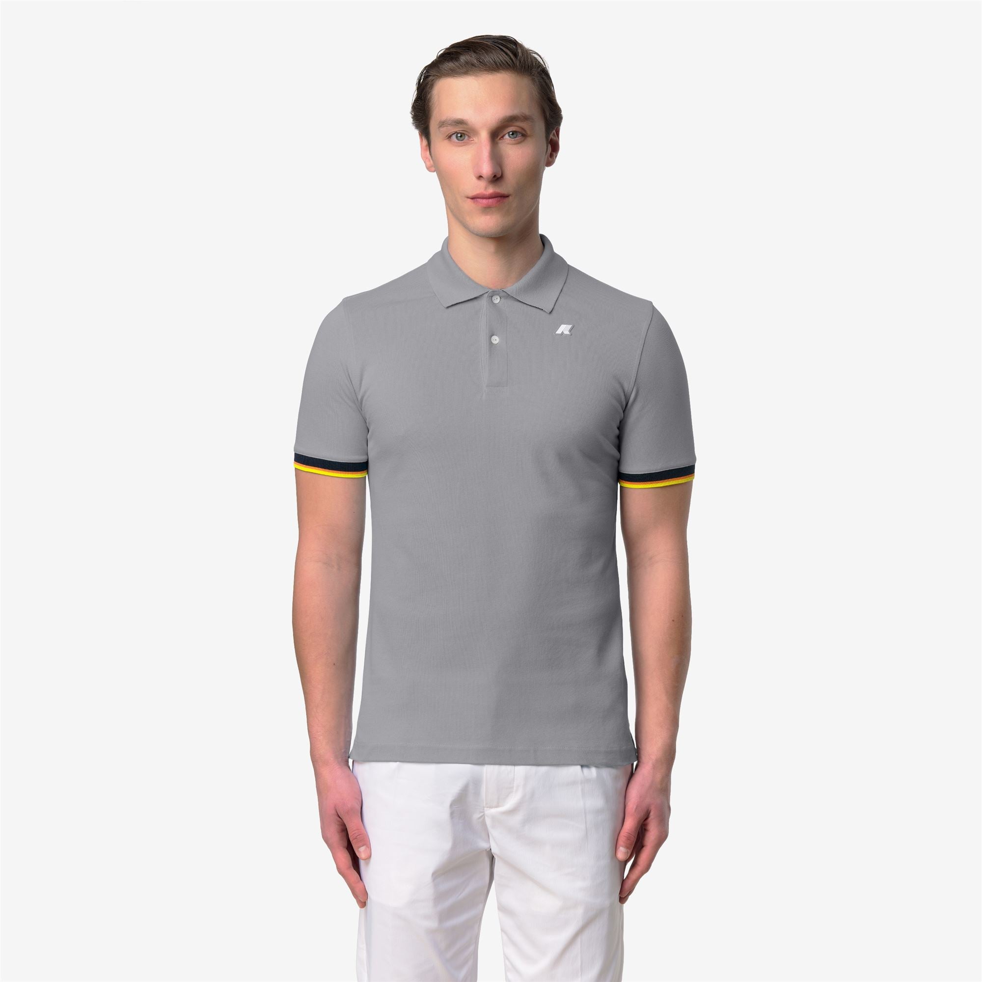 Polo Shirts_Man_VINCENT SLIM PIQUE_Polo_Grey Frost - Commercial 4