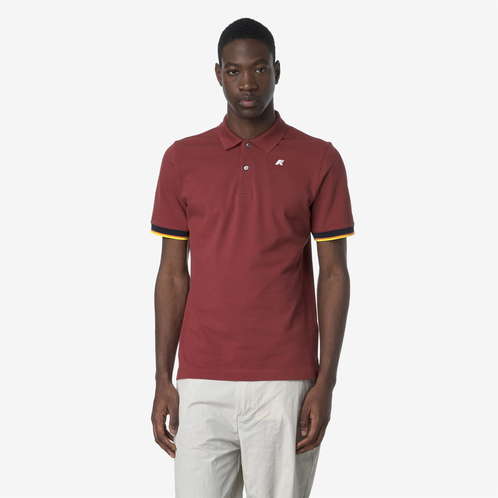 Brown Red Men's Stretch Cotton Pique Polo Shirt for City Wear 02