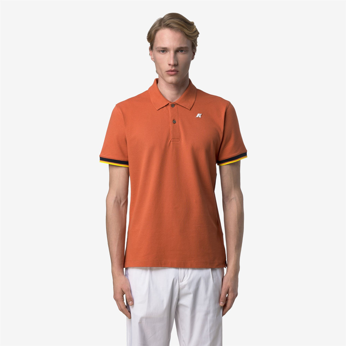 Polo Shirts_Man_VINCENT SLIM PIQUE_Polo_Orange Brownish - Commercial 4