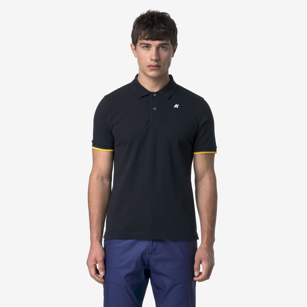 Camisa polo de piqué de algodón elástico azul para hombre urbana 02