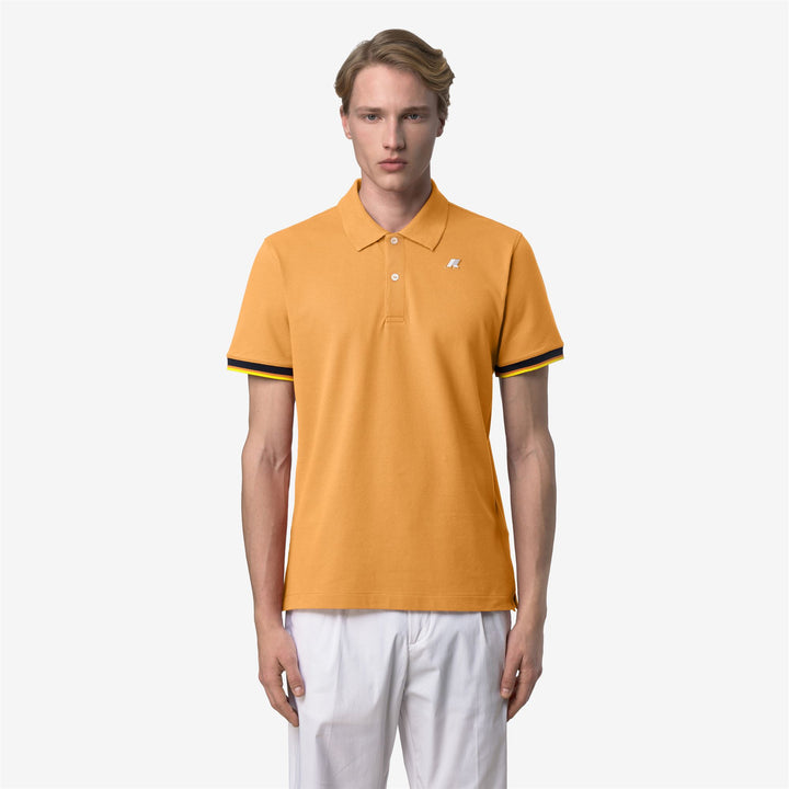 Amber Orange Men's Stretch Cotton Piqué Polo Shirt for City Wear 2