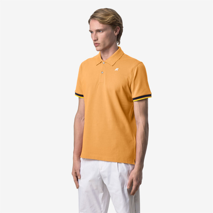 Amber Orange Men's Stretch Cotton Piqué Polo Shirt for City Wear 3
