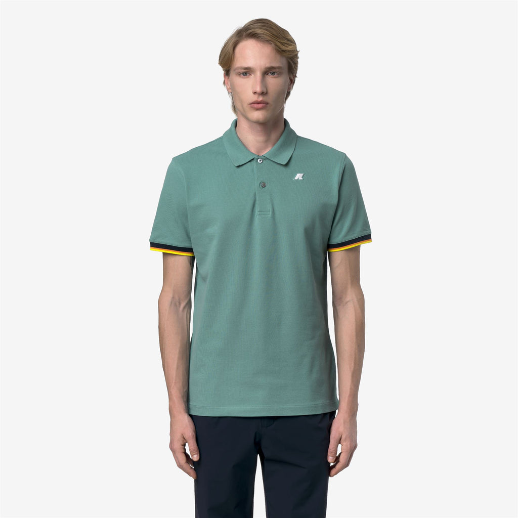 Polo Shirts_Man_VINCENT SLIM PIQUE_Polo_Green Mine - Commercial 4