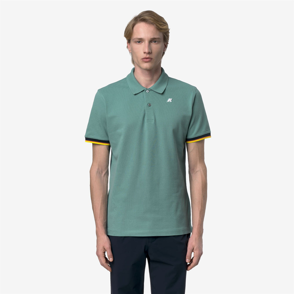 Polo Shirts_Man_VINCENT SLIM PIQUE_Polo_Green Mine - Commercial 4