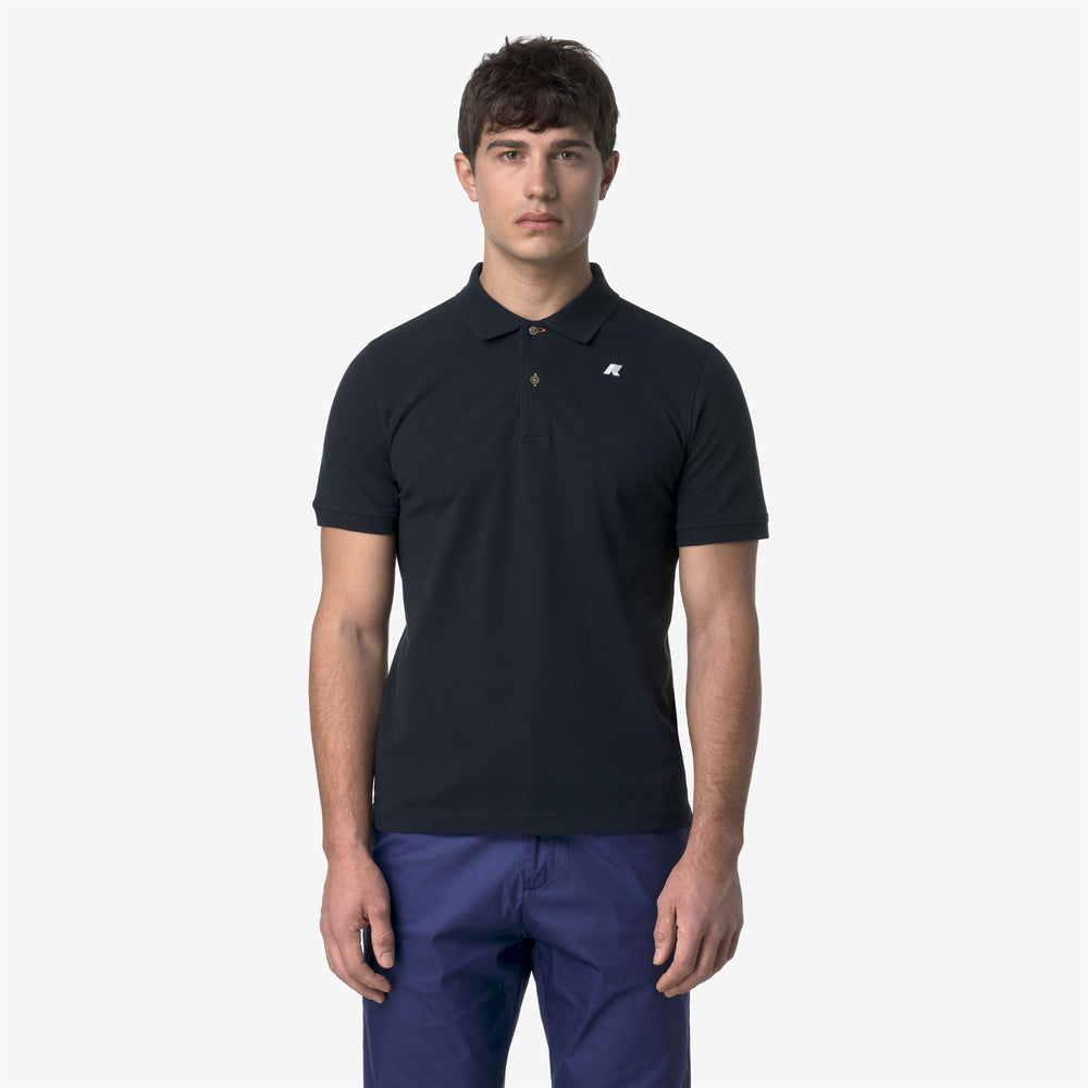 Blue Men's Slim Fit Polo Shirt with Contrast Ribbed Collar 02