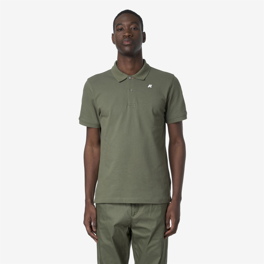Lichen Green Men's Slim Fit Cotton Polo Shirt with Contrast Details 02