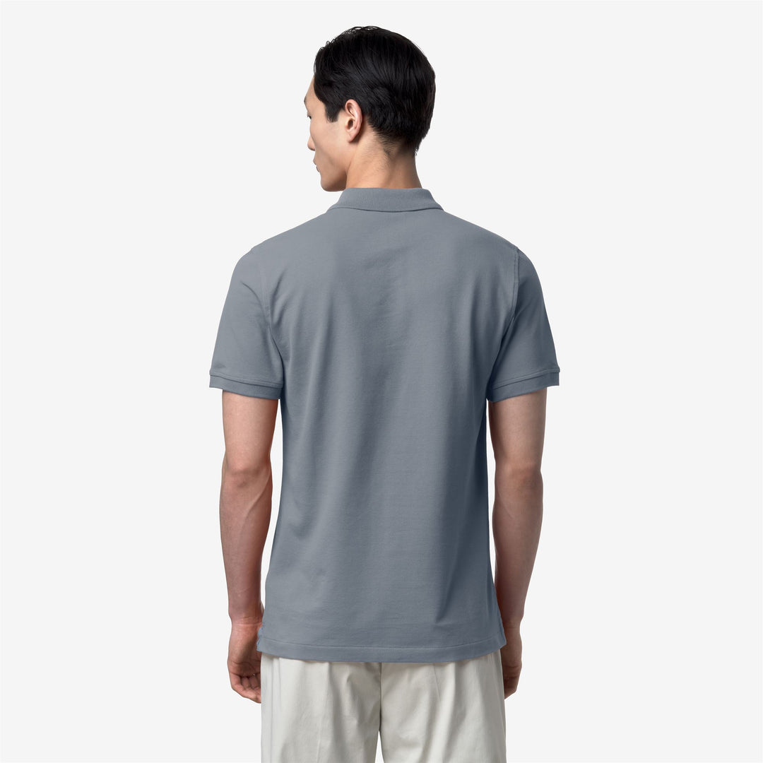 Polo de algodón elástico slim fit en gris azul para hombre main