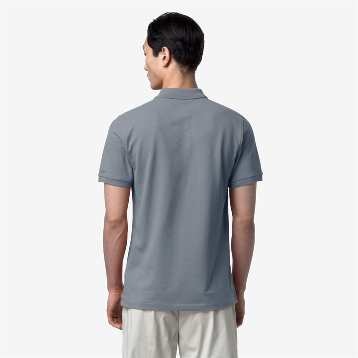 Polo de algodón elástico slim fit en gris azul para hombre 5