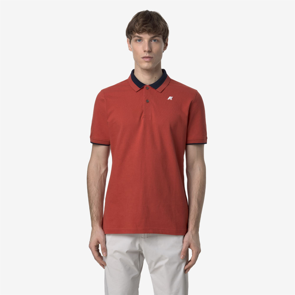 Camisa Polo Piqué Slim Fit Roja Marrón para Hombre para Ciudad 02