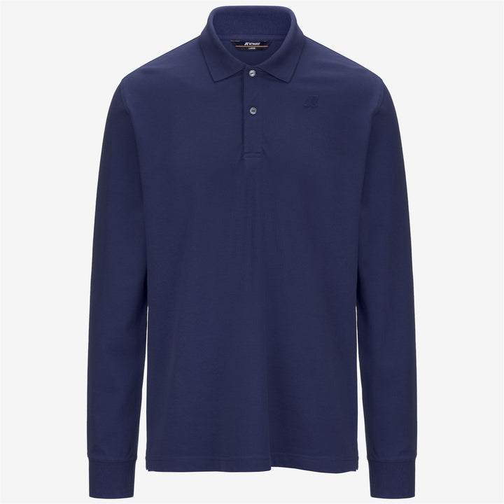 Camisa polo de manga larga slim fit para hombre azul cobalto 1