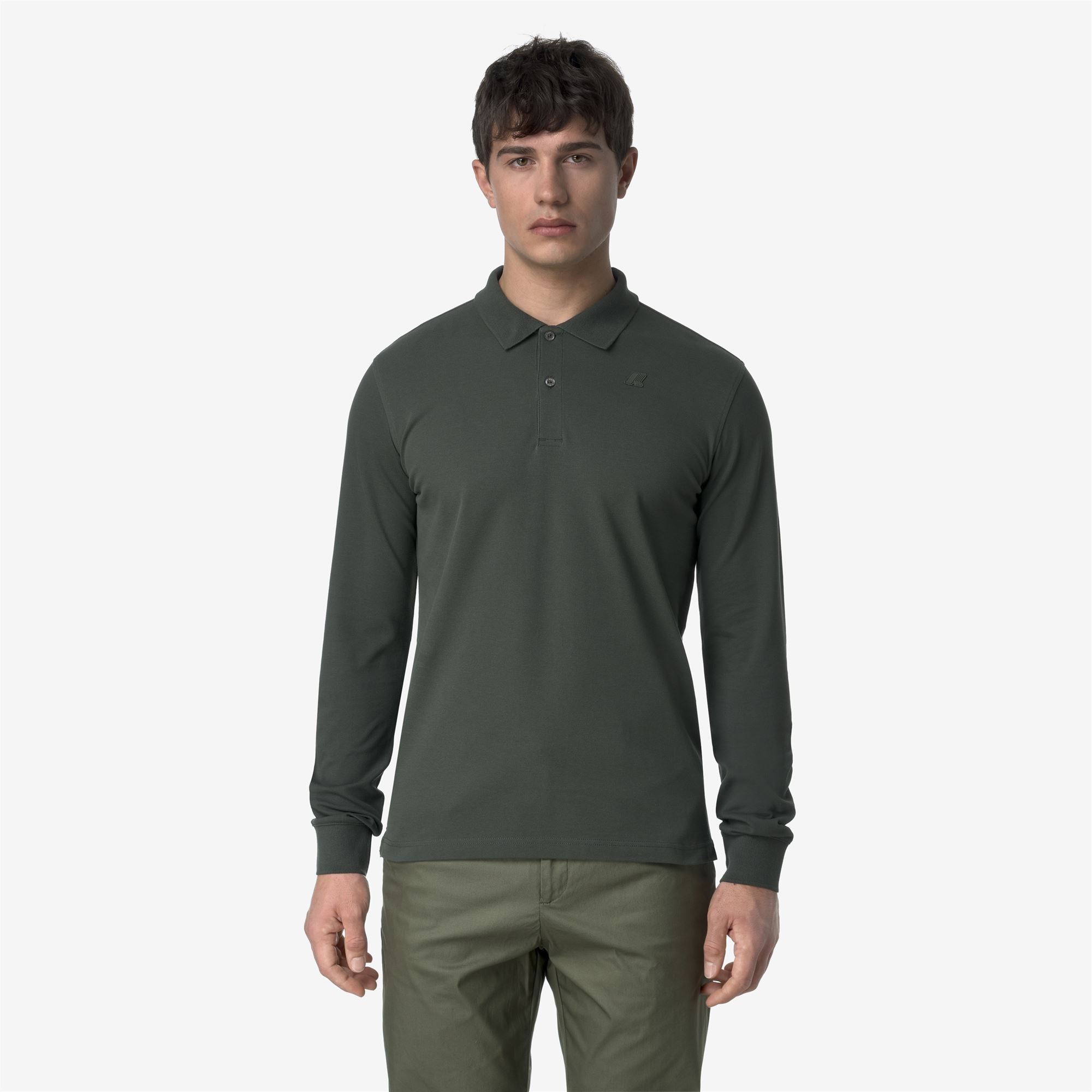 Polo Shirts_MAN_MONJU PIQUE_Polo_GREEN BLACKISH - Commercial 4