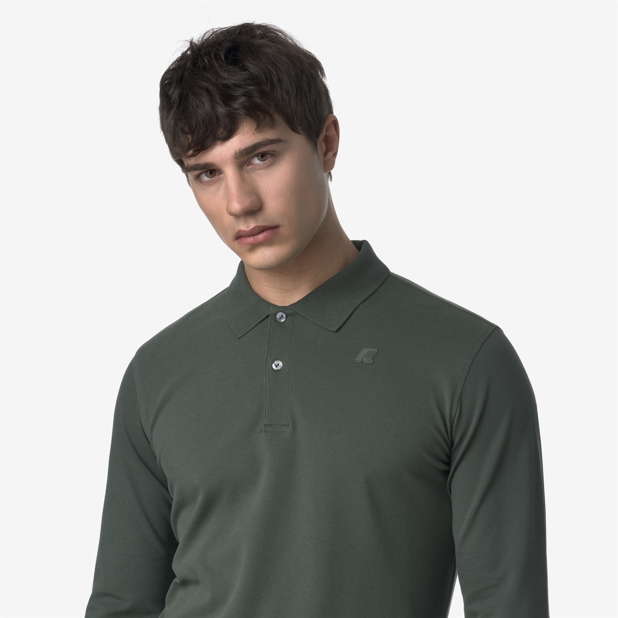 Polo Shirts_MAN_MONJU PIQUE_Polo_GREEN BLACKISH - Commercial 7